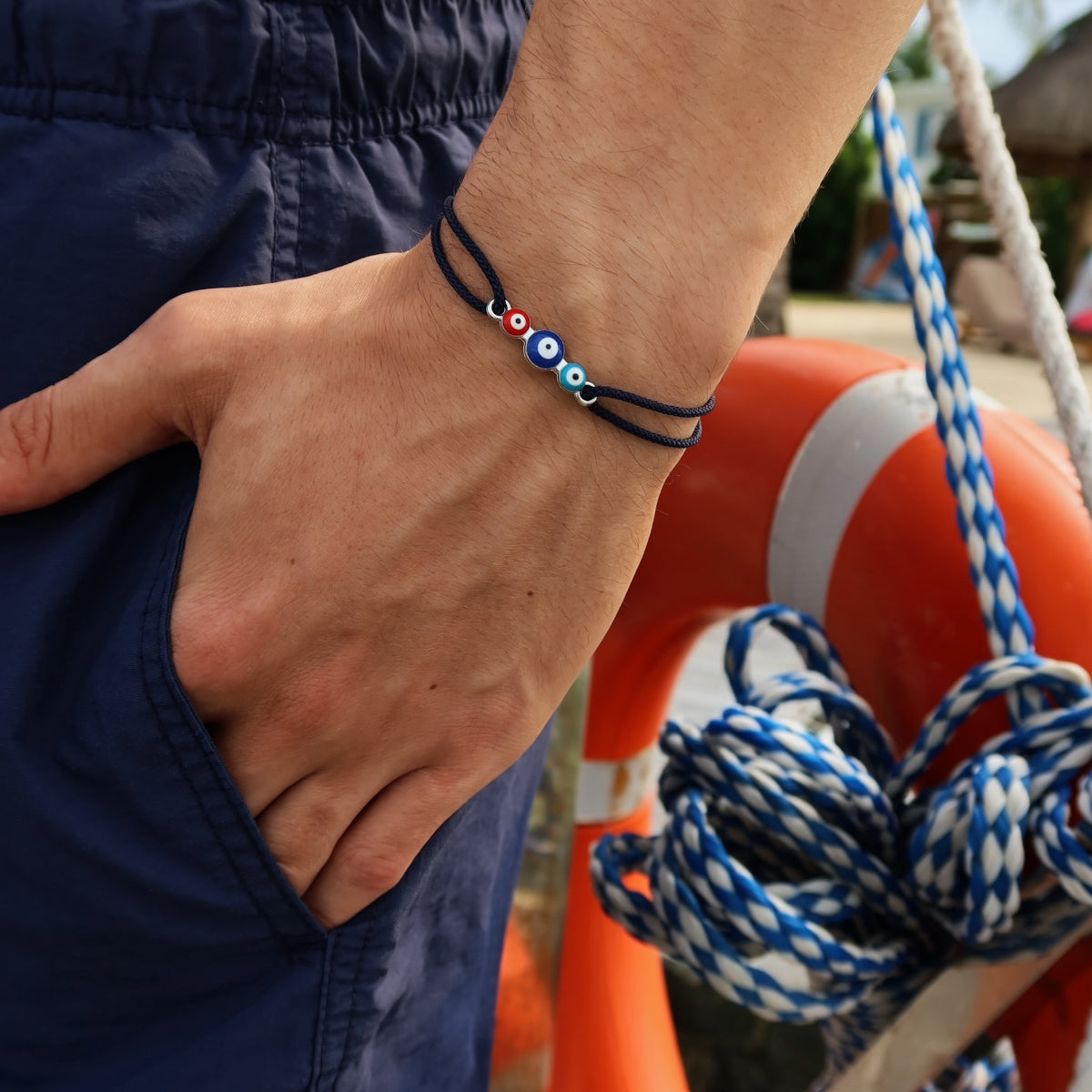 Knotted Evil Eye Bracelet (blue)