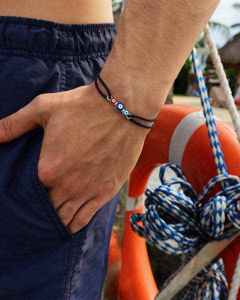Knotted Evil Eye Bracelet (blue)